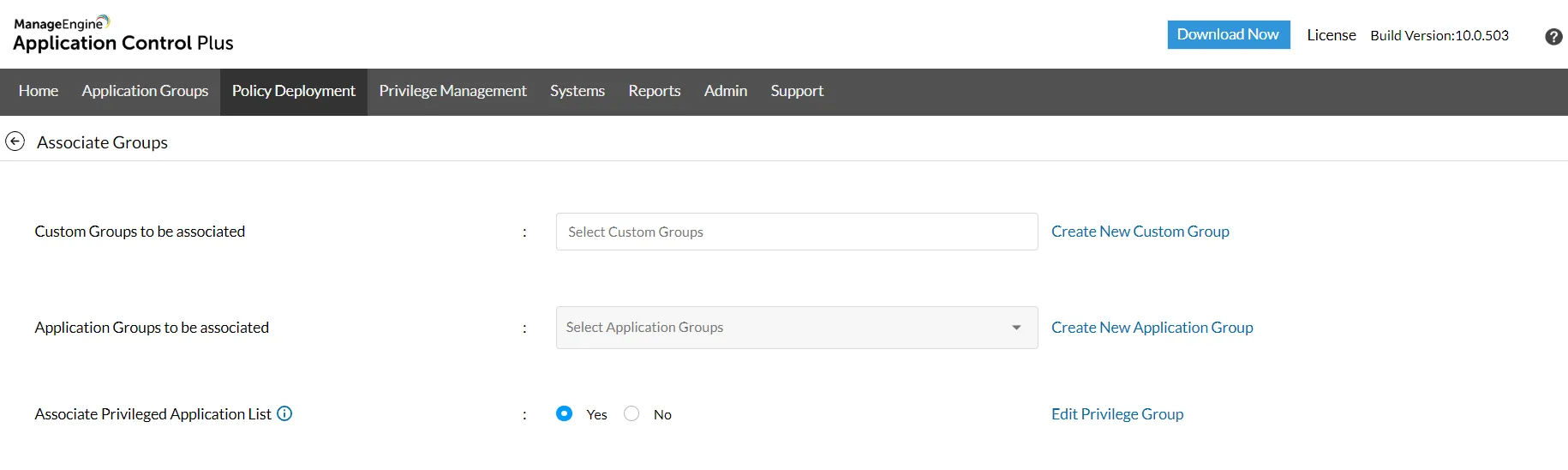 screenshot of ManageEngine Application Control Plus